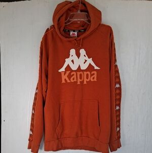 Kappa Retro Orange Logo Tape Sleeves Crewneck Hoodie Sweatshirt Mens Size XL